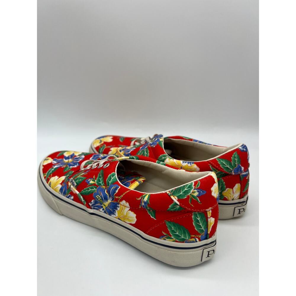 Polo Ralph Lauren Men's Thorton Canvas Shoes Floral Red Size 10D NEW - Picture 9 of 16